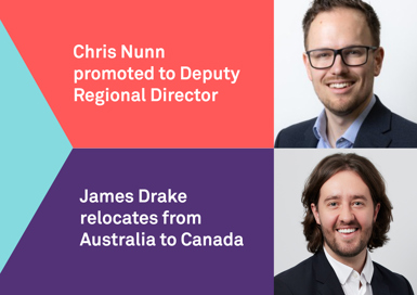 Chris Nunn promoted & James Drake relocates from Australia to Canada 