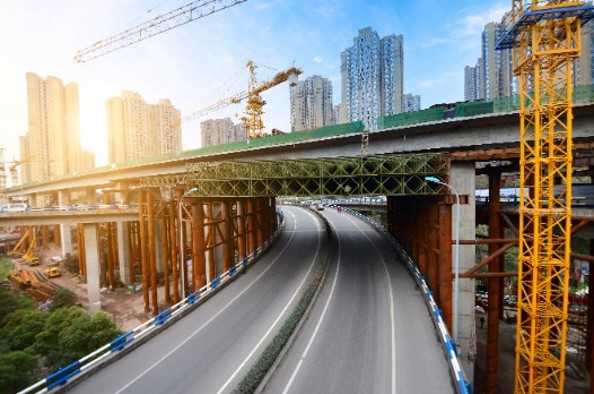 Highway under a bridge